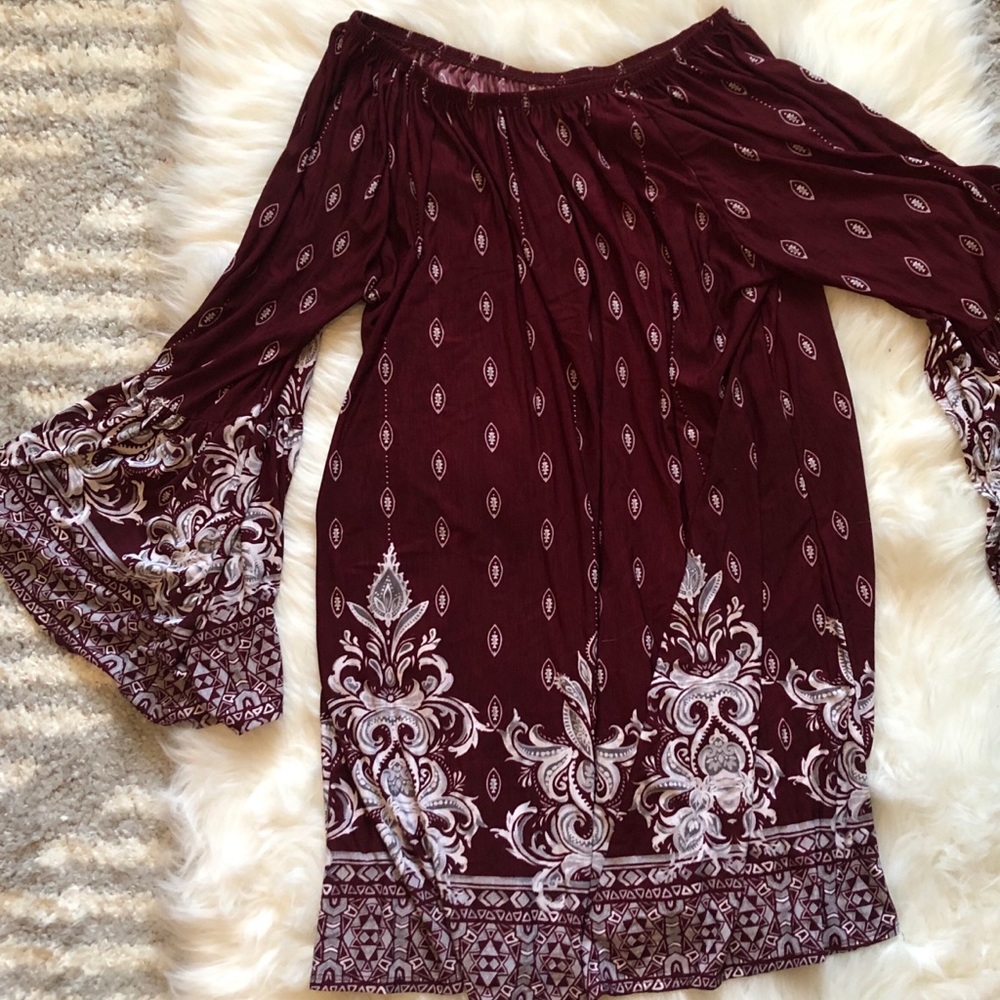 Off the shoulder red paisley top